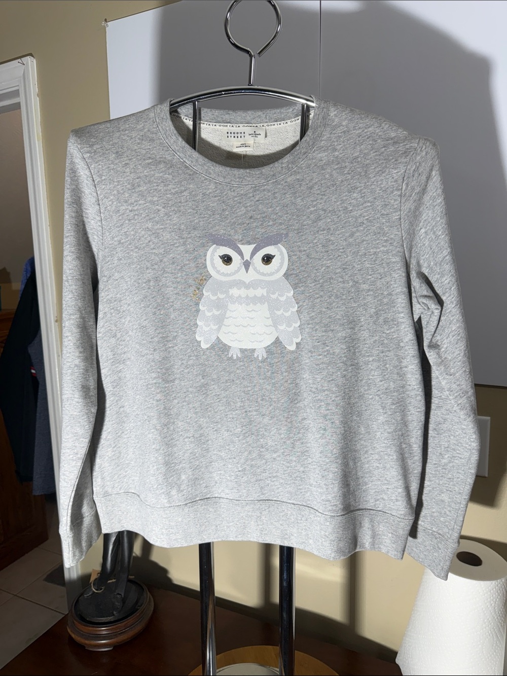 kate spade Heather Gray Crewneck Sweatshirt with Owl Graphic